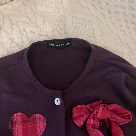 NOT FOR SALE Beau Bois plum colored cardigan with apliques - Picture 2 of 3